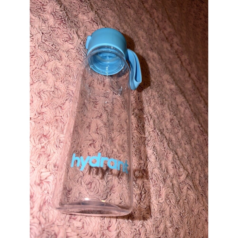 Water Bottle32oz BPA-Free Plastic Blue Clear With Strap For Wrist Lid Twist